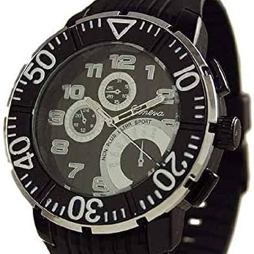 Geneva Platinum 2638 Men's Decorative Chronograph Silicone Sports Watch